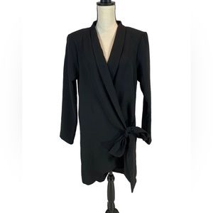 ASOS Design Long Sleeve Open Back Wrap Mini Dress - Black - size 10